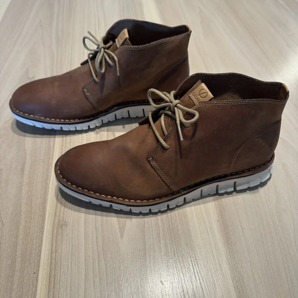 Cole Haan ZeroGrand Stitchout Brown Leather Chukka Ankle Boots Men's Size 11M